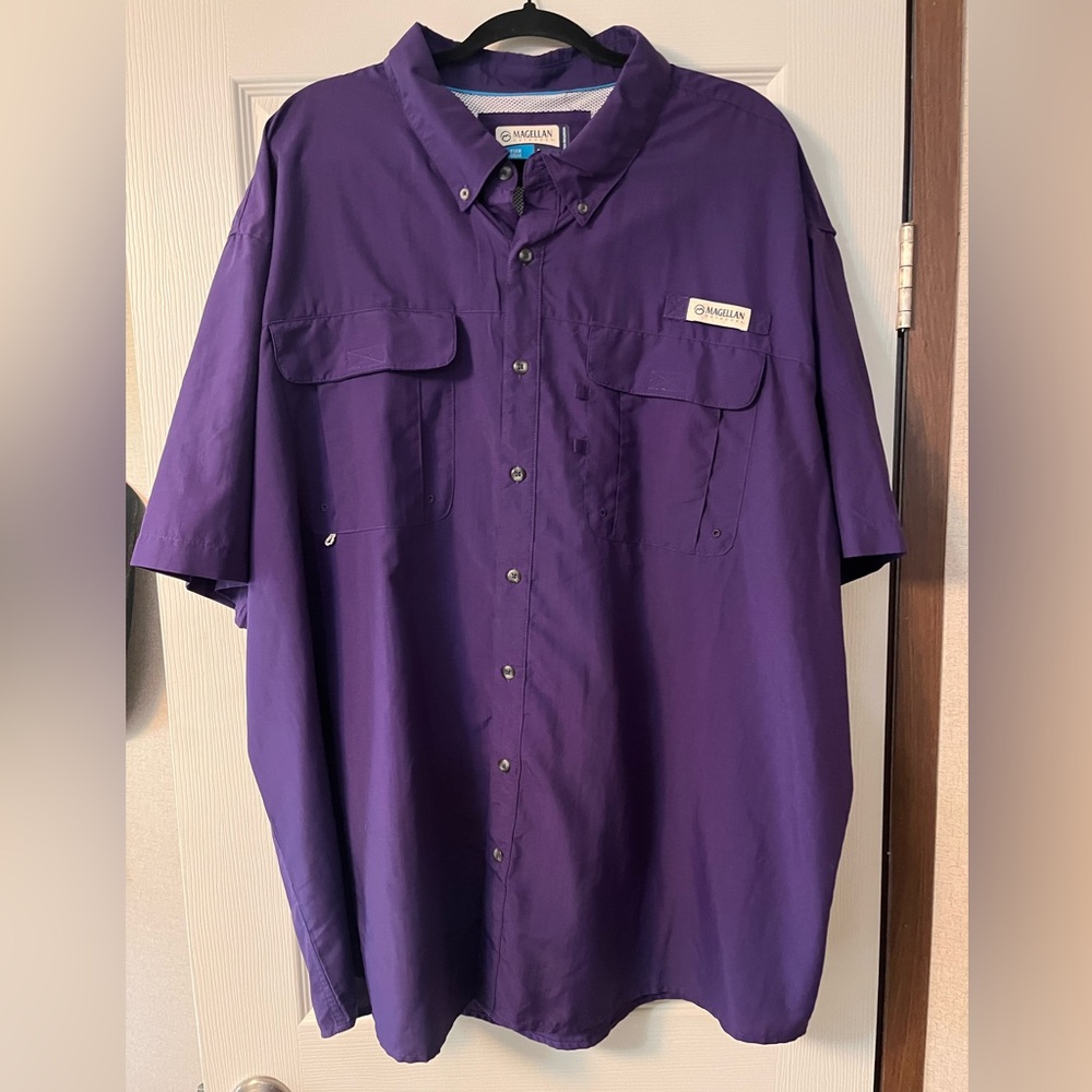 Magellan Outdoors Men's Button-Down Shirt - Purple | 3X | Relaxed Fit | NWT
